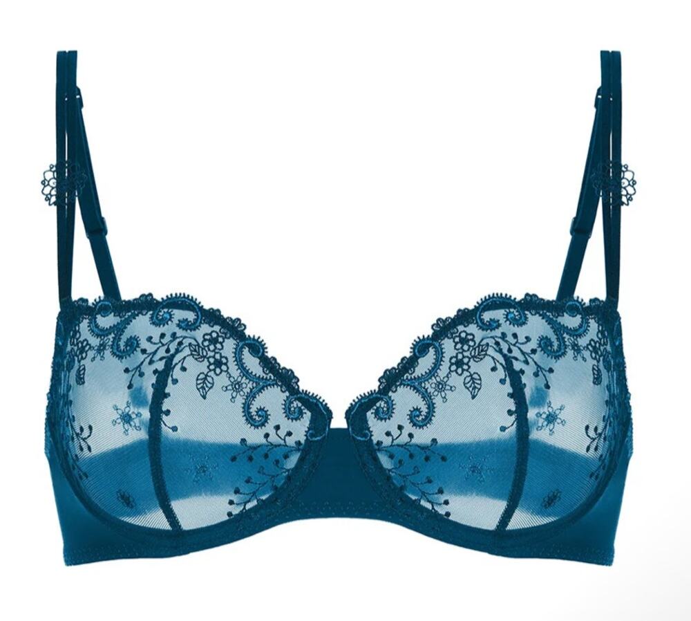 Simone Perele Paris Delice Sheer Demi Bra Underwire Prestige Blue Size 36B